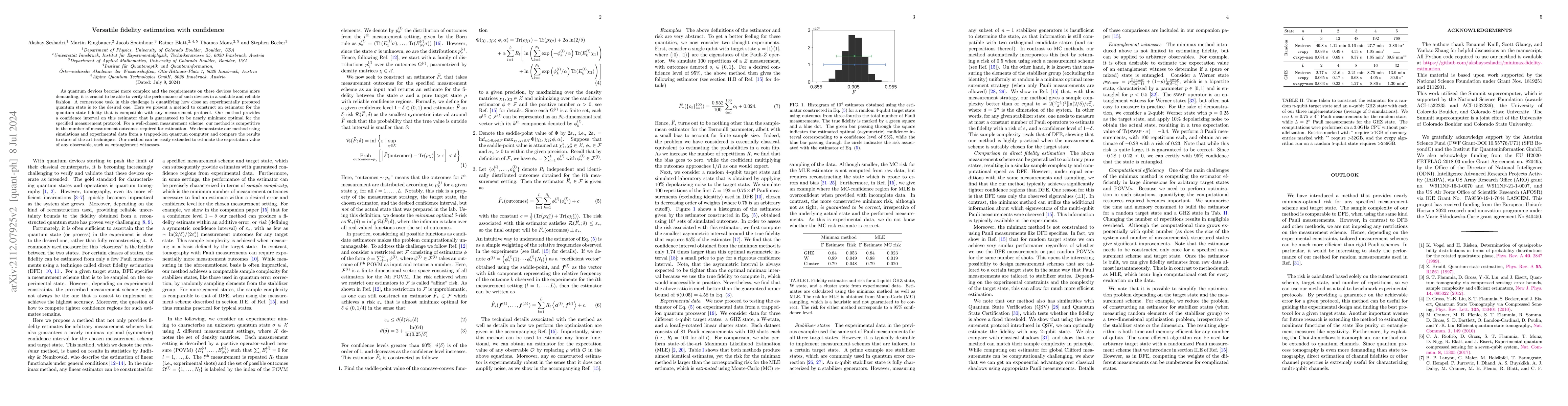 Thumbnail for Versatile fidelity estimation with confidence