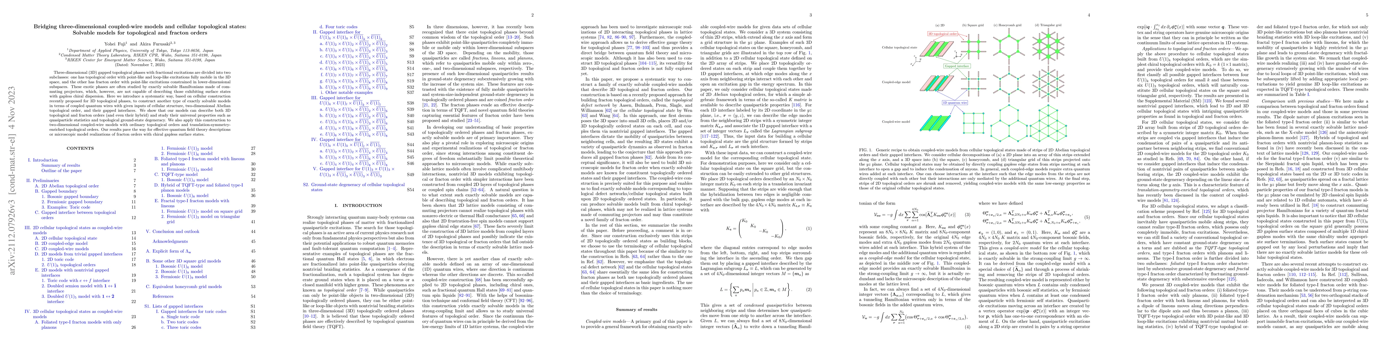 Thumbnail for Bridging three-dimensional coupled-wire models and cellular topological
  states: Solvable models for topological and fracton orders