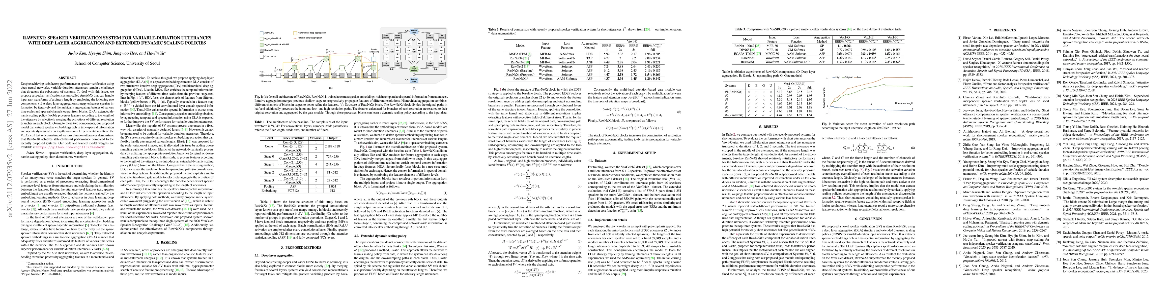 Thumbnail for RawNeXt: Speaker verification system for variable-duration utterances
  with deep layer aggregation and extended dynamic scaling policies
