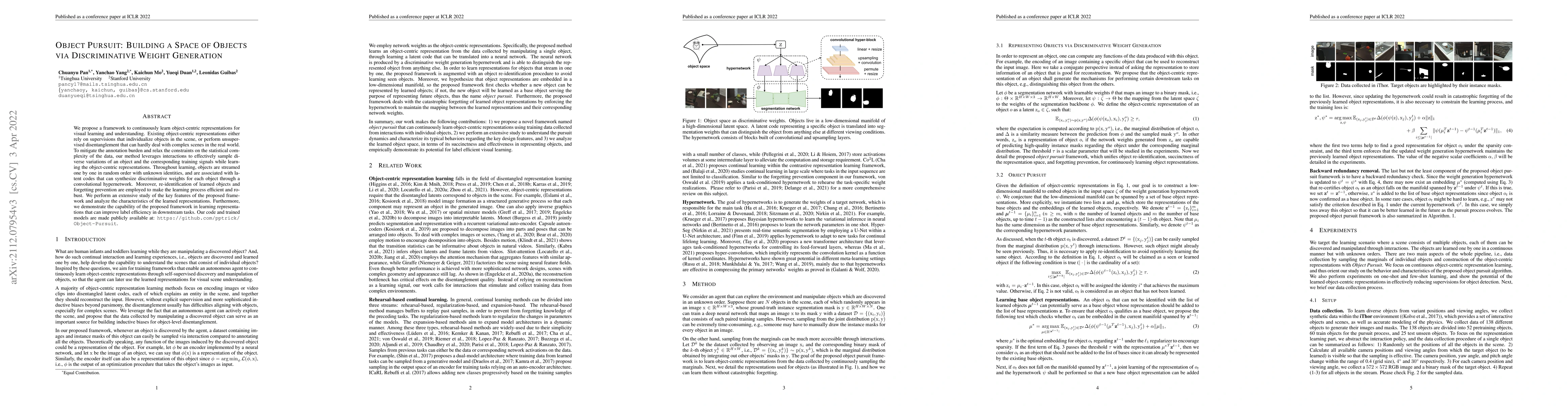 Thumbnail for Object Pursuit: Building a Space of Objects via Discriminative Weight
  Generation