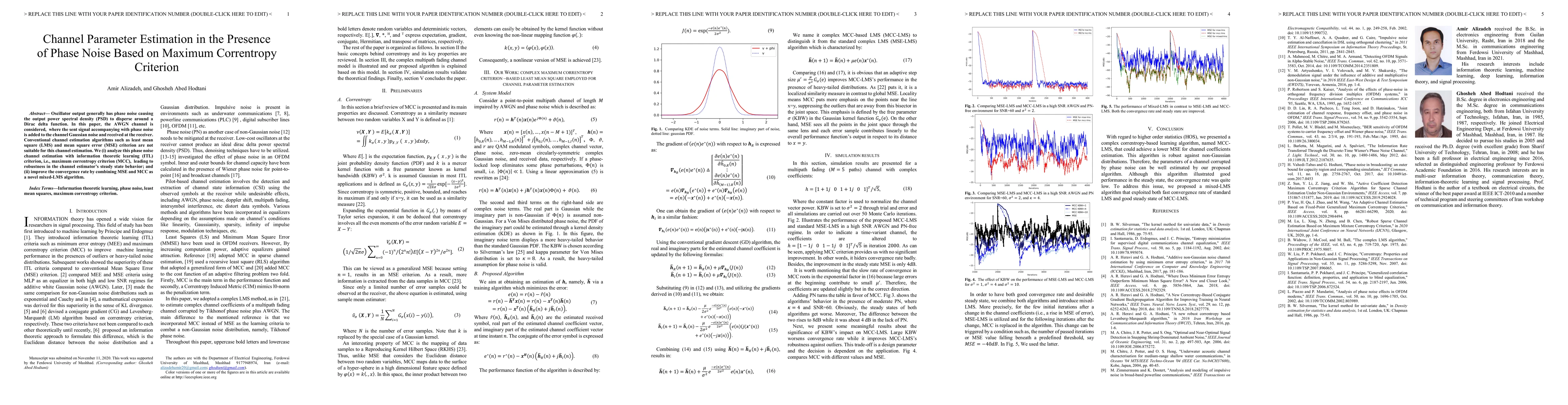 Thumbnail for Channel Parameter Estimation in the Presence of Phase Noise Based on
  Maximum Correntropy Criterion