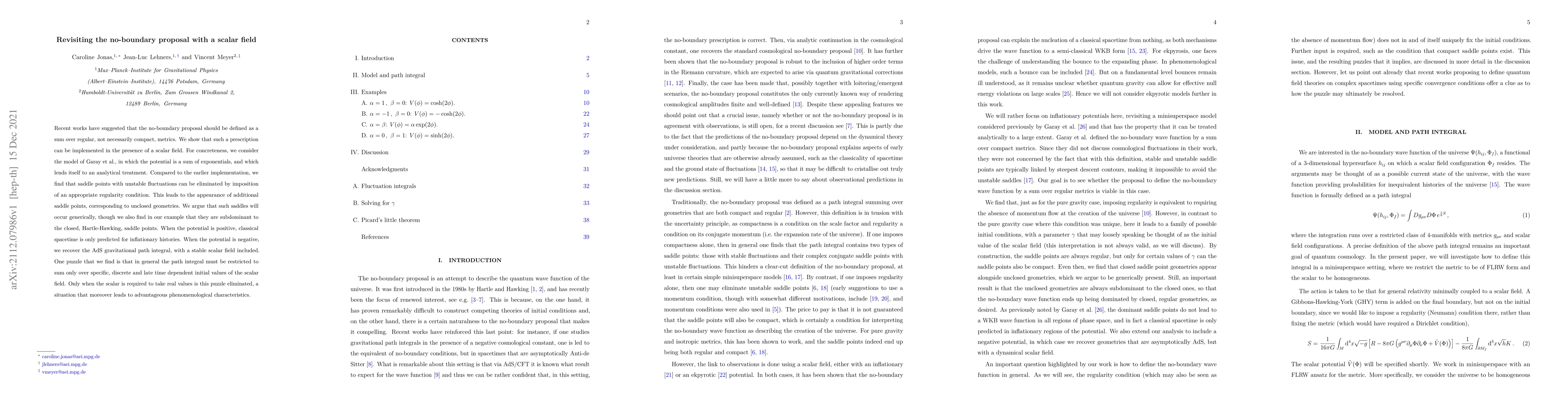Thumbnail for Revisiting the no-boundary proposal with a scalar field