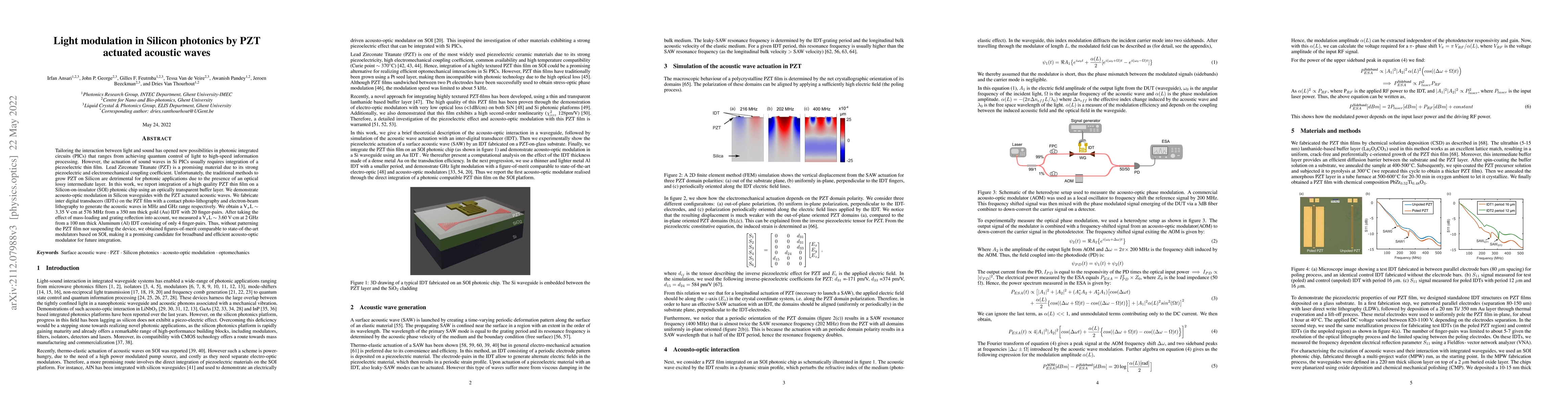 Thumbnail for Light modulation in Silicon photonics by PZT actuated acoustic waves