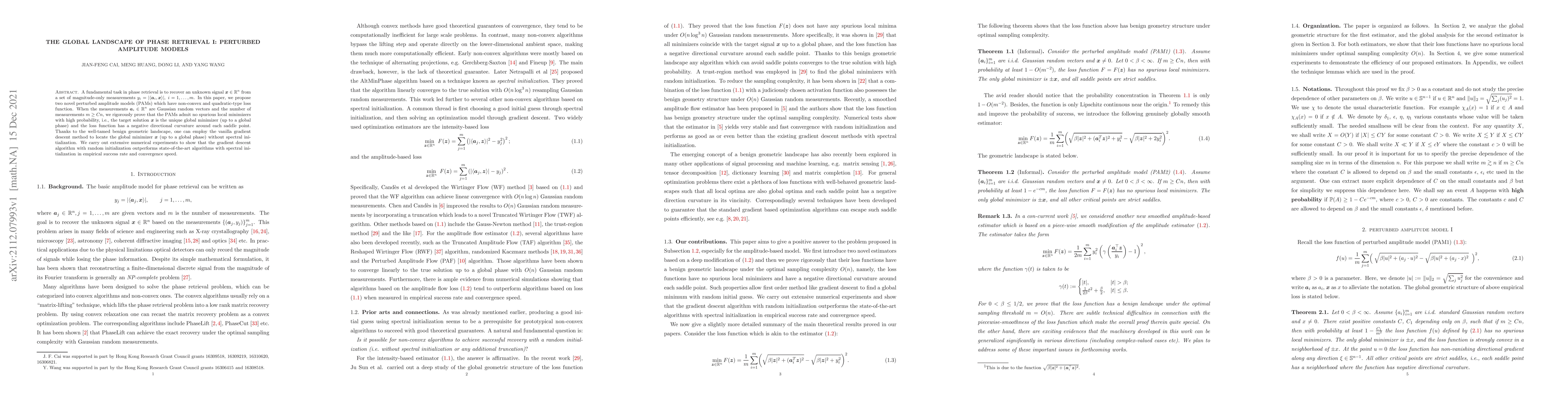 Thumbnail for The global landscape of phase retrieval I: perturbed amplitude models