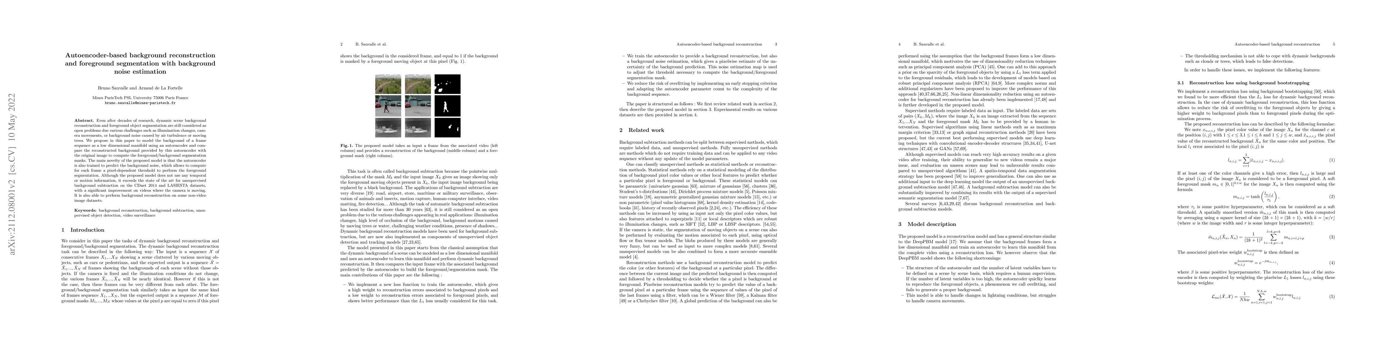 Thumbnail for Autoencoder-based background reconstruction and foreground segmentation
  with background noise estimation