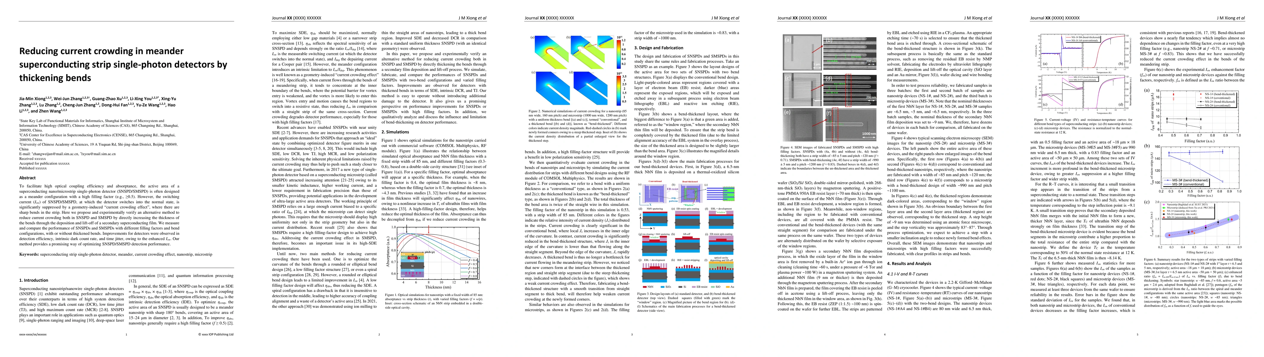 Thumbnail for Reducing current crowding in meander superconducting strip single-photon
  detectors by thickening bends