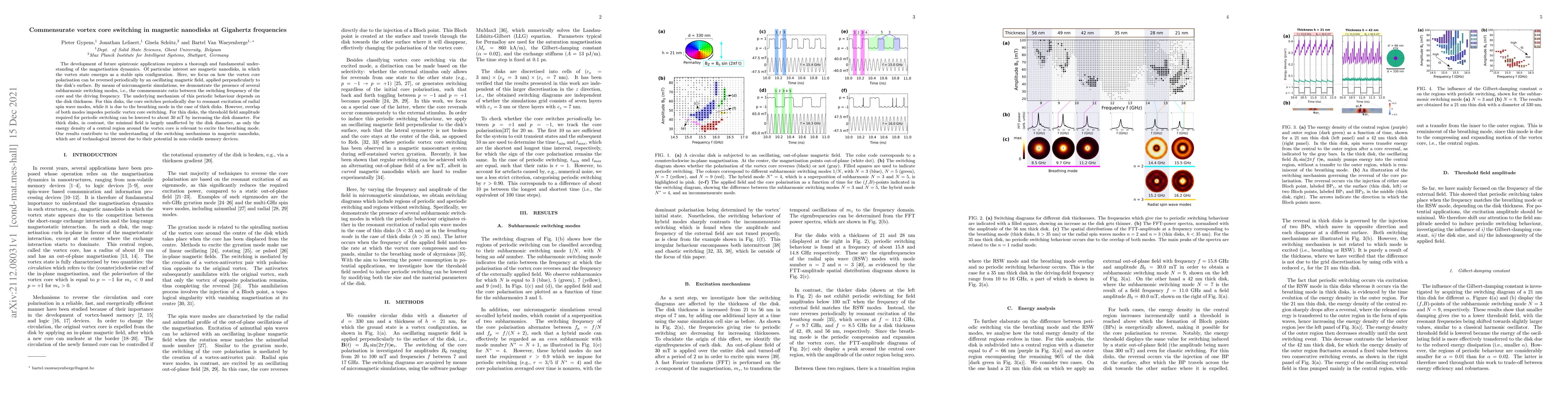 Thumbnail for Commensurate vortex core switching in magnetic nanodisks at Gigahertz
  frequencies