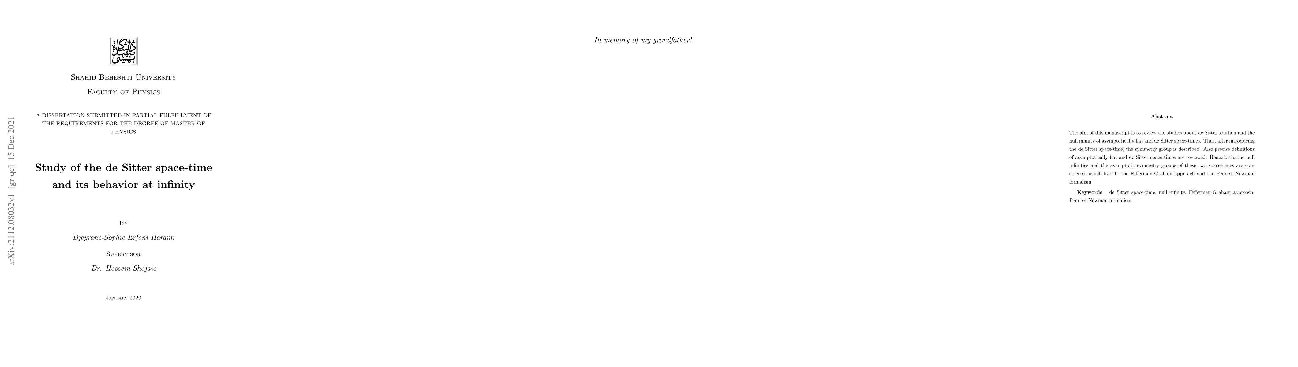 Thumbnail for Study of the de Sitter space-time and its behavior at infinity
