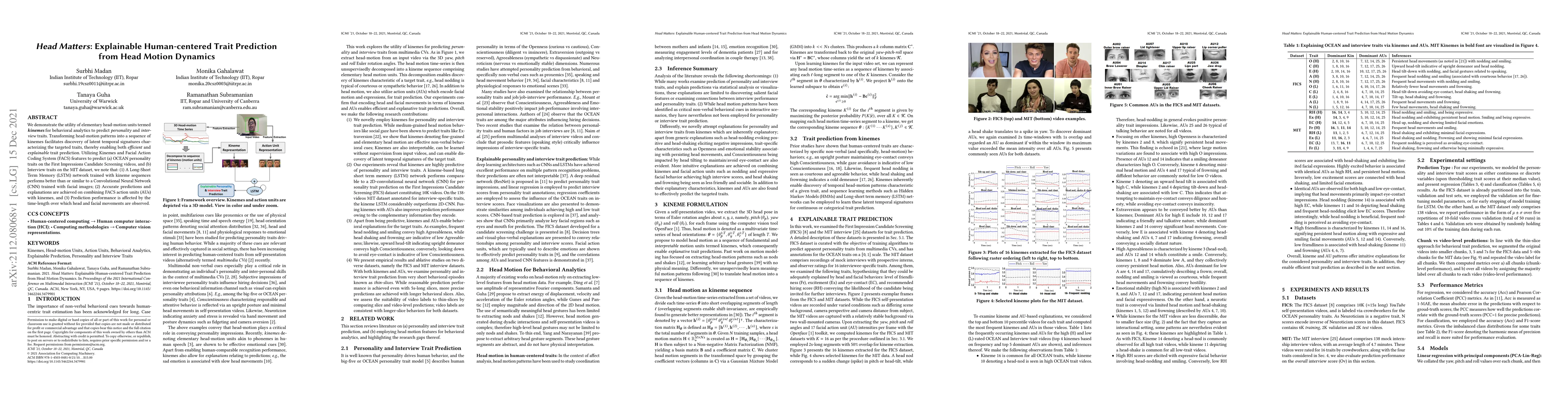 Thumbnail for Head Matters: Explainable Human-centered Trait Prediction from Head
  Motion Dynamics