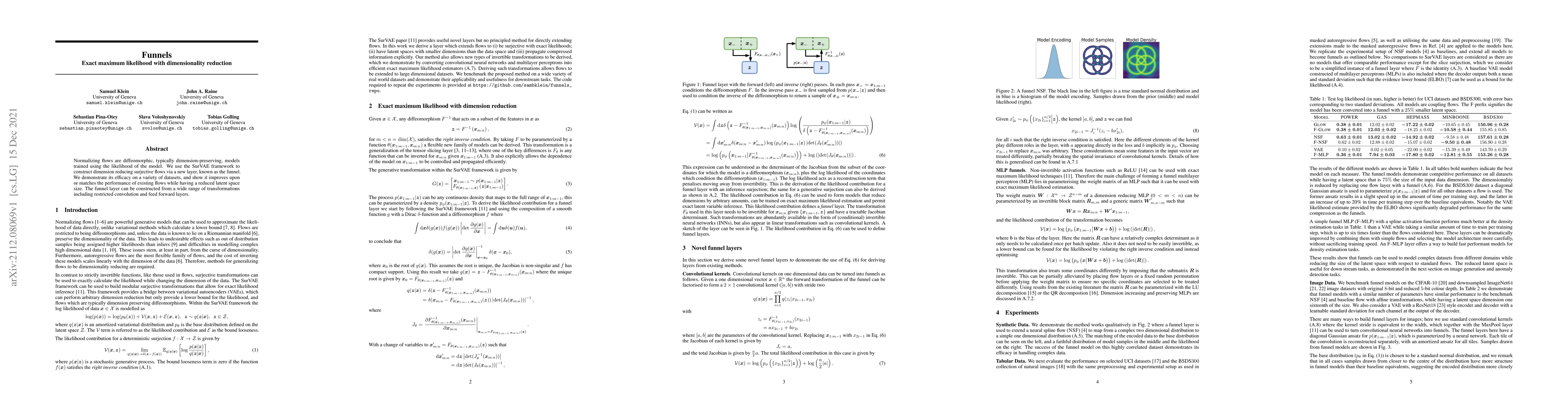 Thumbnail for Funnels: Exact maximum likelihood with dimensionality reduction