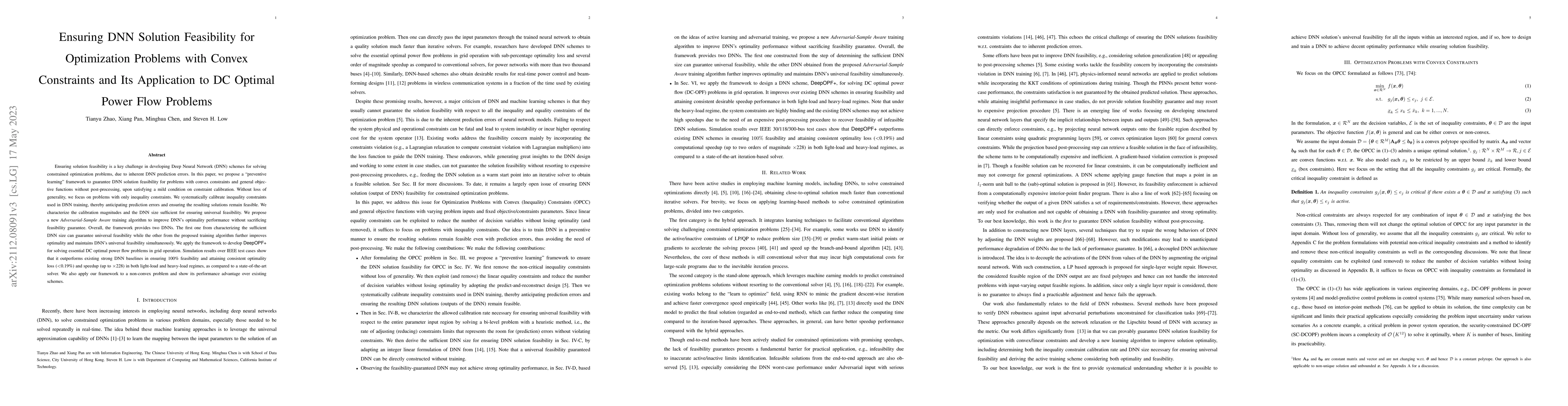 Thumbnail for Ensuring DNN Solution Feasibility for Optimization Problems with Convex
  Constraints and Its Application to DC Optimal Power Flow Problems