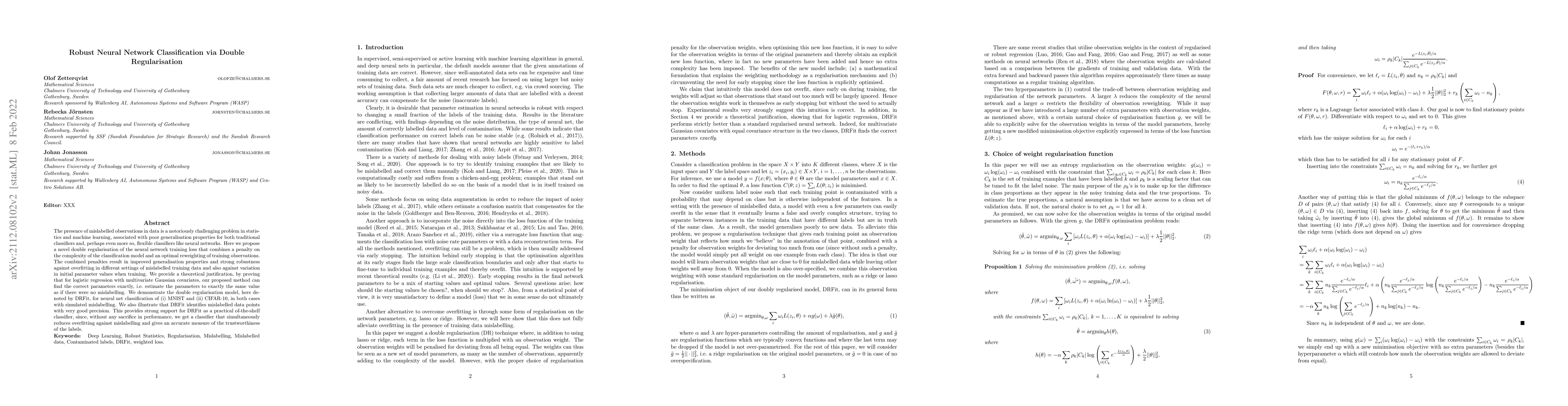 Thumbnail for Robust Neural Network Classification via Double Regularization