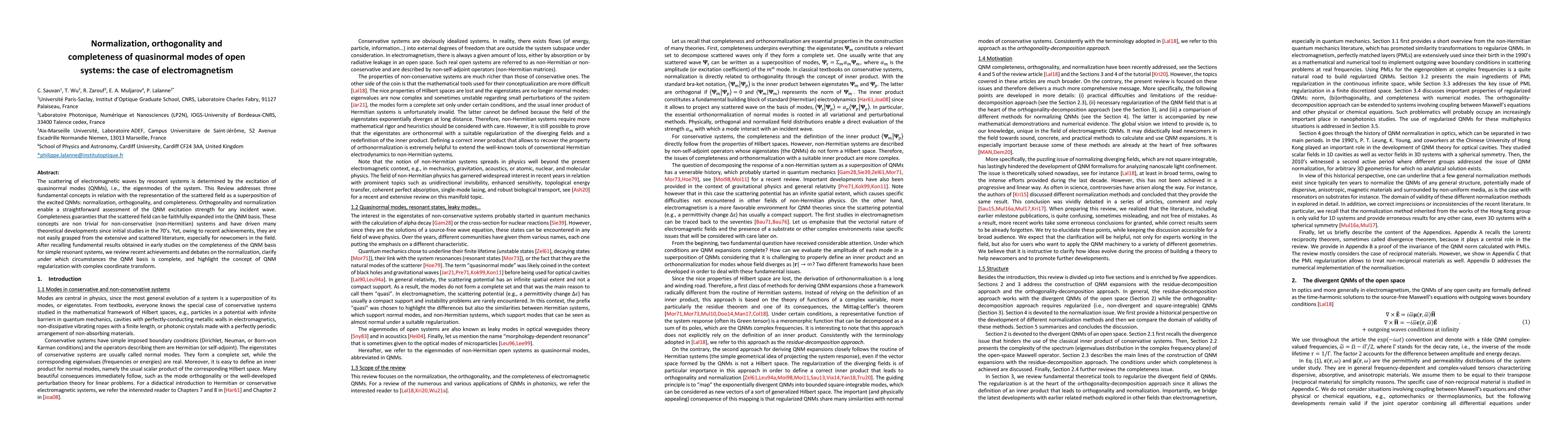 Thumbnail for Normalization, orthogonality and completeness of quasinormal modes of
  open systems: the case of electromagnetism