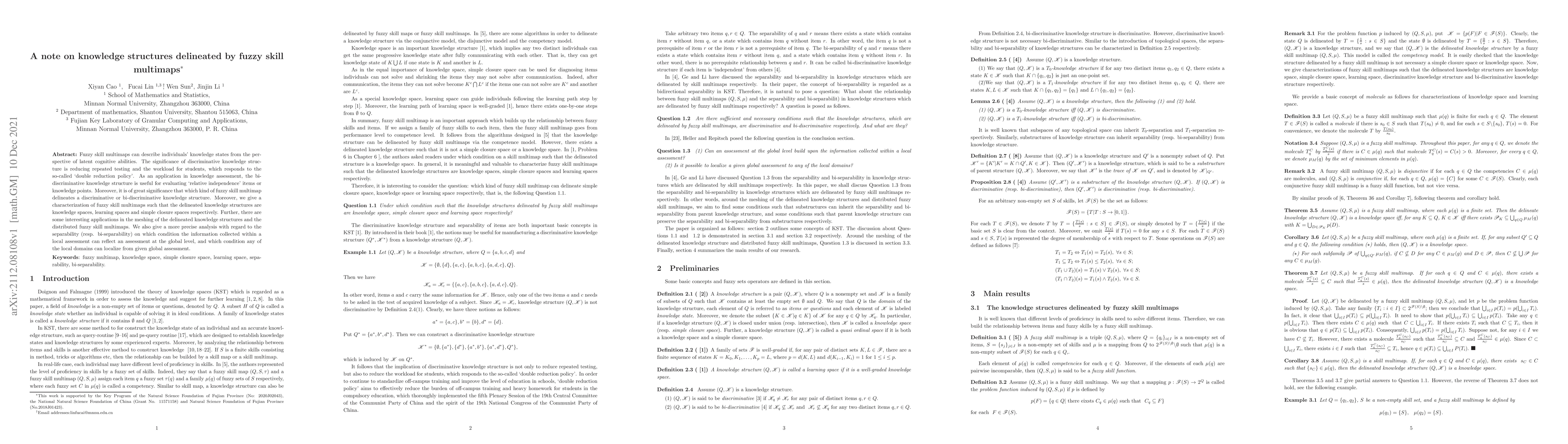 Thumbnail for A note on knowledge structures delineated by fuzzy skill multimaps