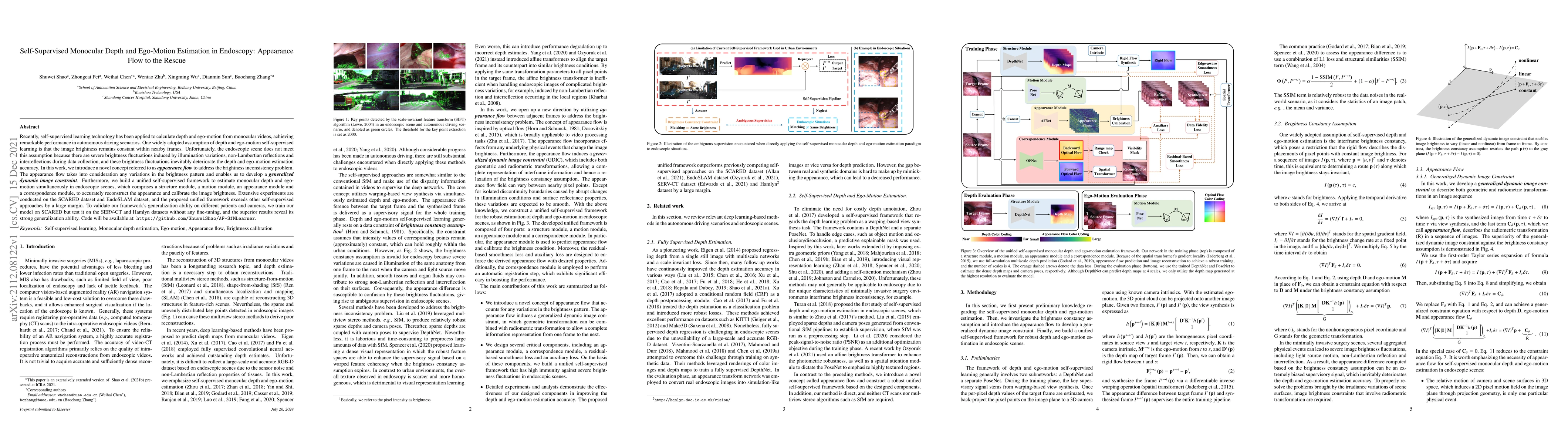 Thumbnail for Self-Supervised Monocular Depth and Ego-Motion Estimation in Endoscopy:
  Appearance Flow to the Rescue