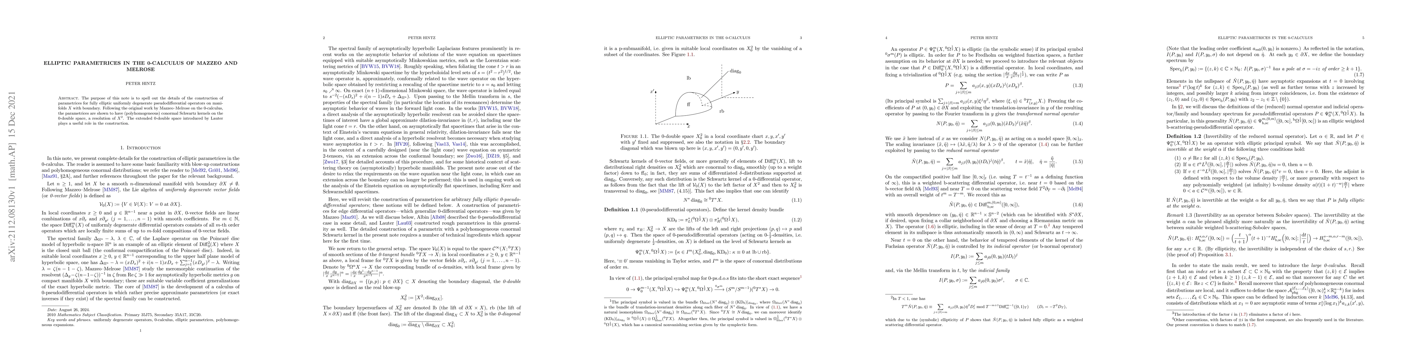 Thumbnail for Elliptic parametrices in the 0-calculus of Mazzeo and Melrose