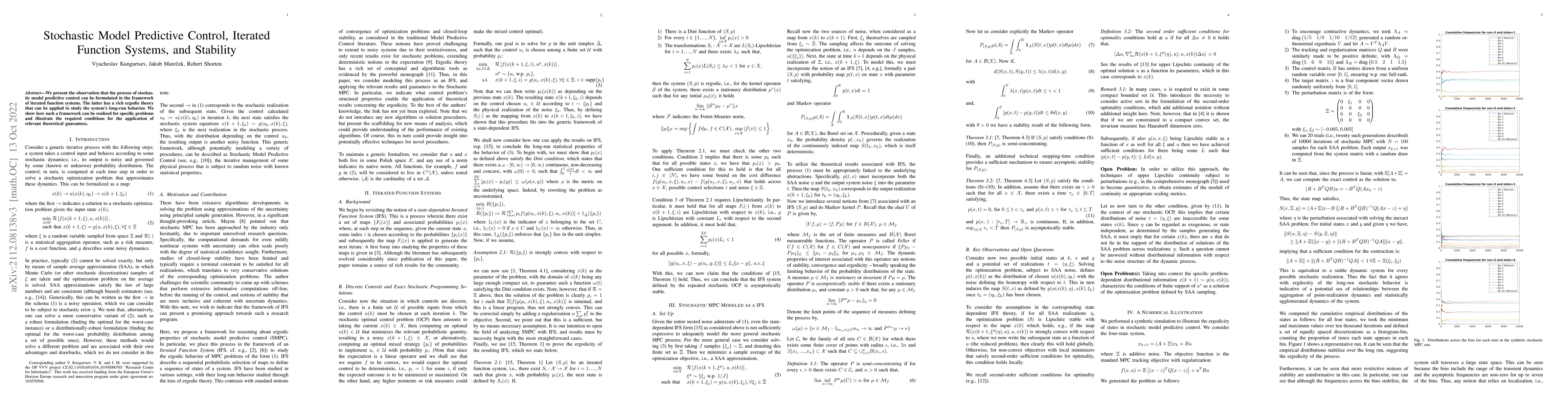 Thumbnail for Stochastic Model Predictive Control, Iterated Function Systems, and
  Stability