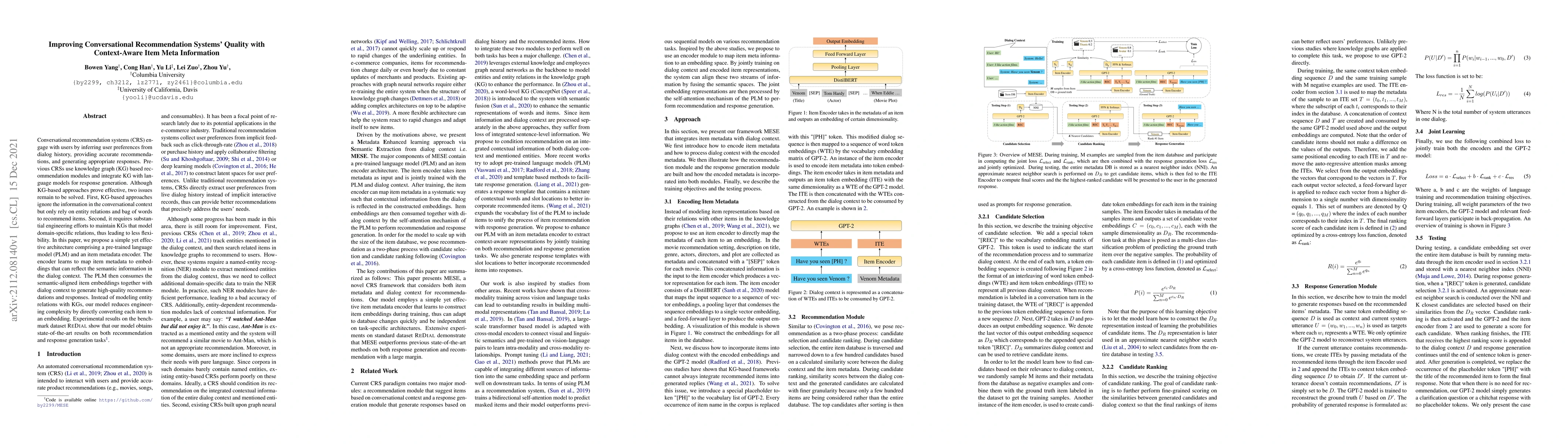 Thumbnail for Improving Conversational Recommendation Systems' Quality with
  Context-Aware Item Meta Information