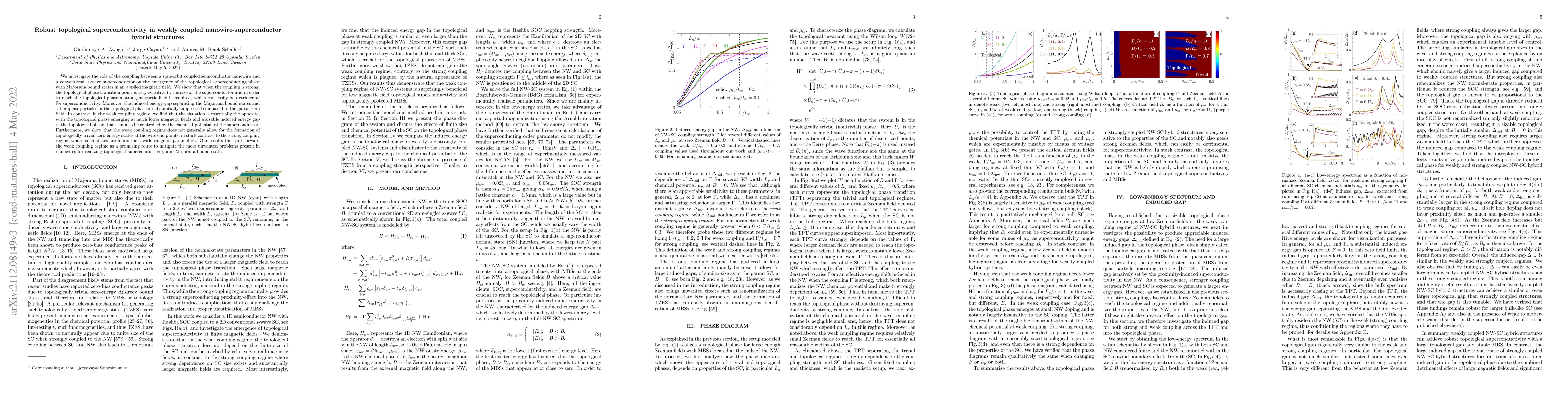 Thumbnail for Robust topological superconductivity in weakly coupled
  nanowire-superconductor hybrid structures