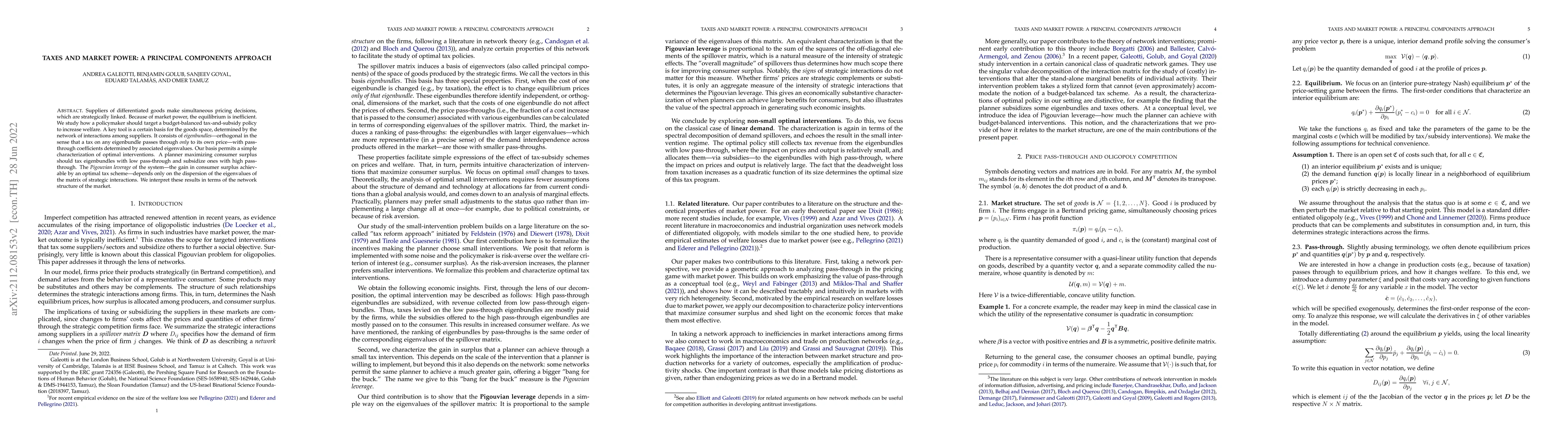 Thumbnail for Taxes and Market Power: A Principal Components Approach