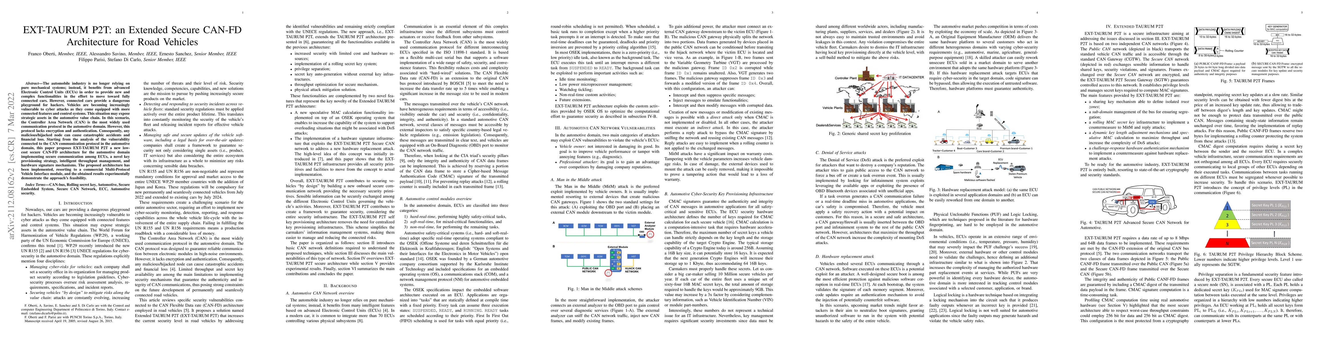 Thumbnail for EXT-TAURUM P2T: an Extended Secure CAN-FD Architecture for Road Vehicles