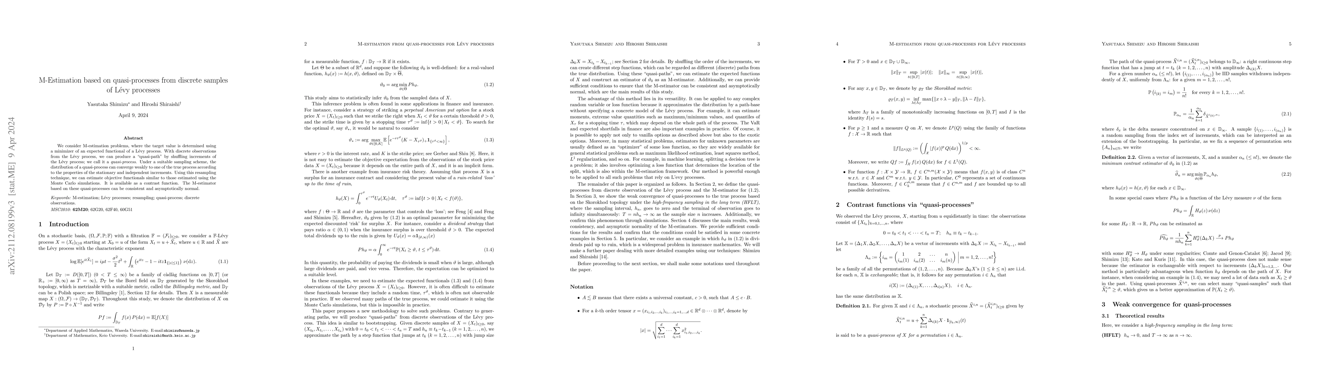 Thumbnail for M-Estimation based on quasi-processes from discrete samples of Levy
  processes