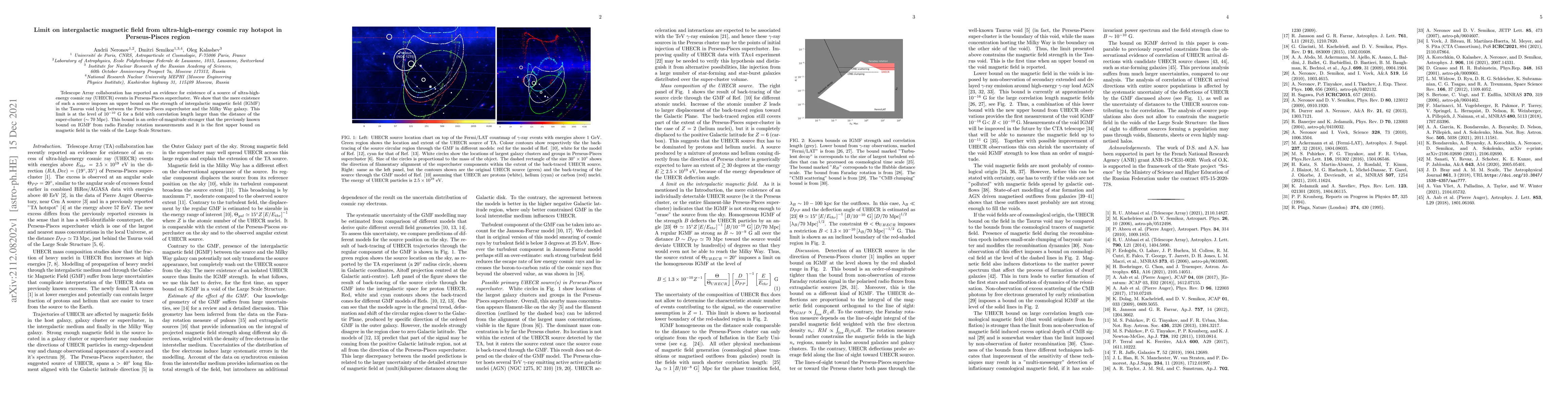 Thumbnail for Limit on intergalactic magnetic field from ultra-high-energy cosmic ray
  hotspot in Perseus-Pisces region