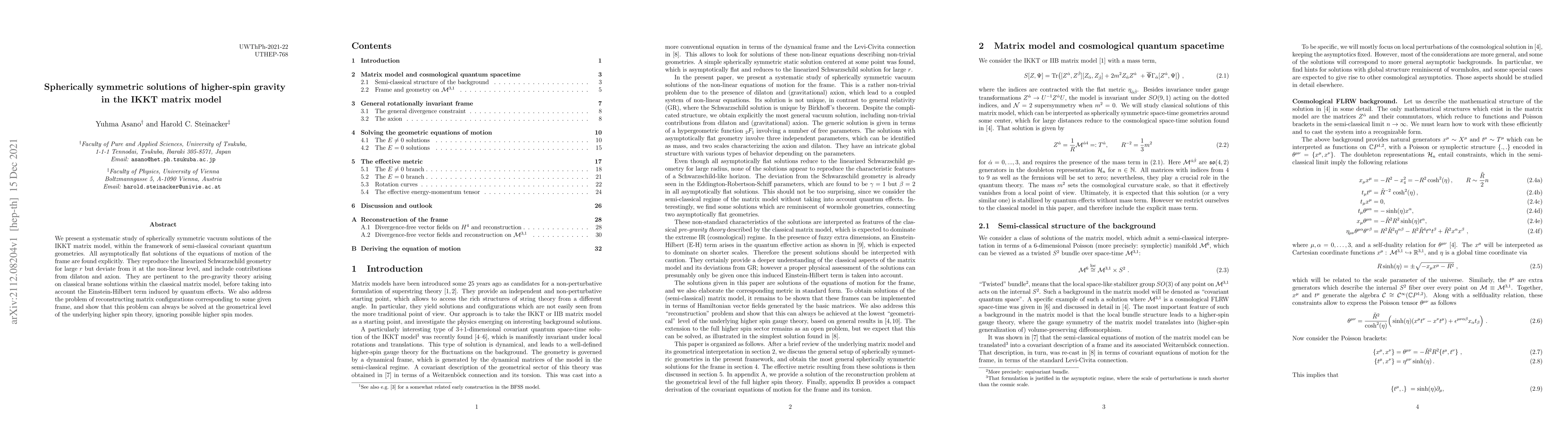 Thumbnail for Spherically symmetric solutions of higher-spin gravity in the IKKT
  matrix model