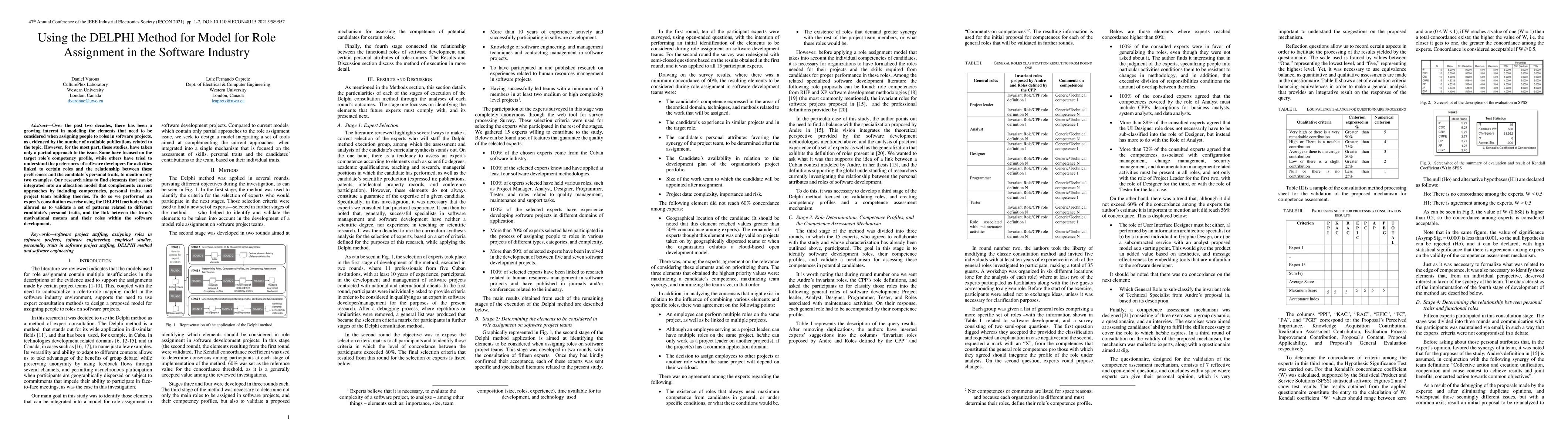 Thumbnail for Using the DELPHI Method for Model for Role Assignment in the Software
  Industry