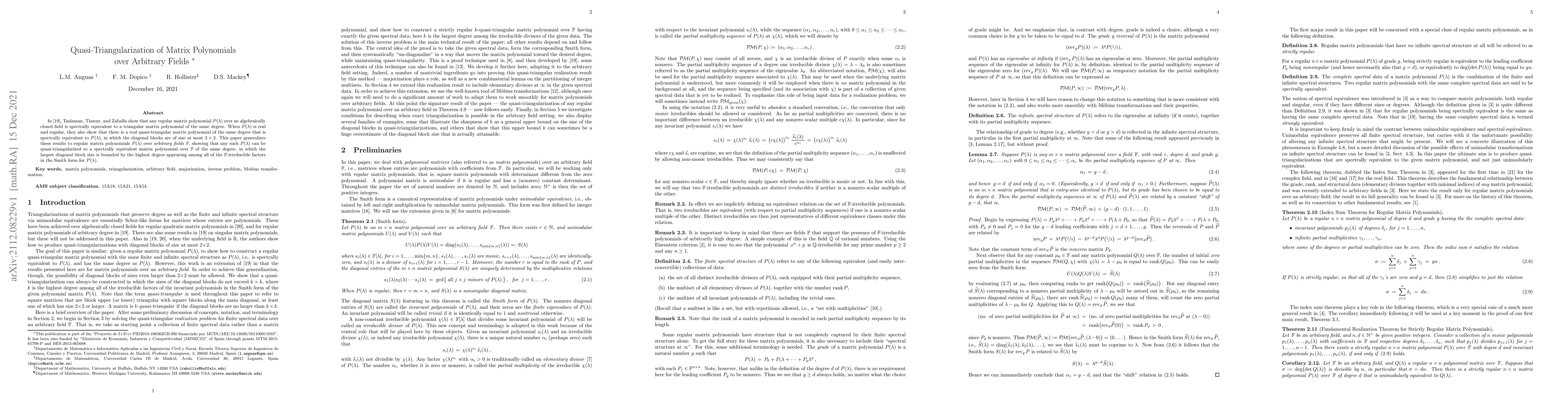 Thumbnail for Quasi-Triangularization of Matrix Polynomials over Arbitrary Fields