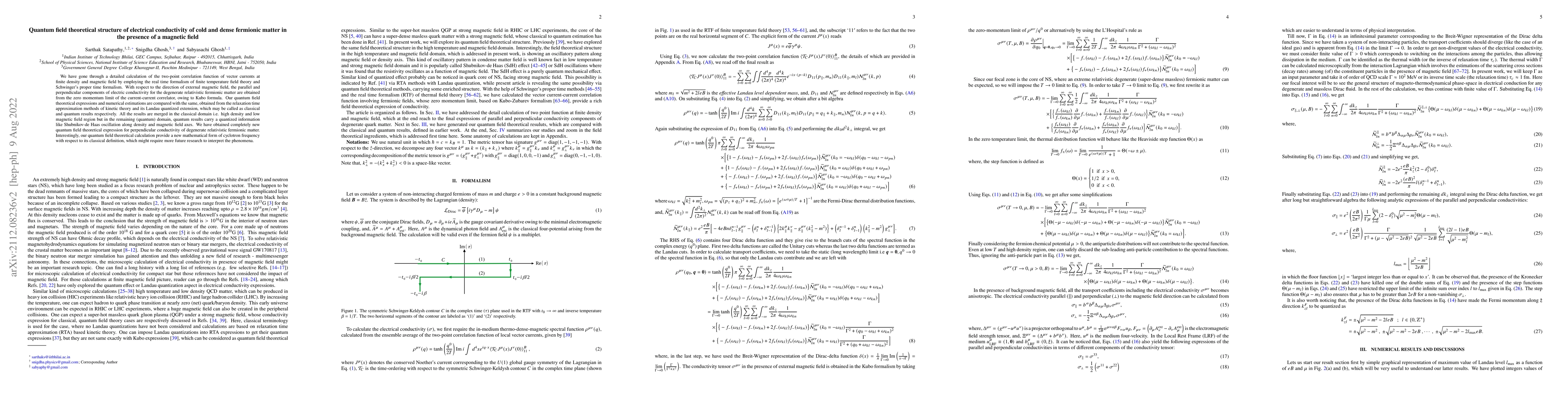 Thumbnail for Quantum field theoretical structure of electrical conductivity of cold
  and dense fermionic matter in the presence of a magnetic field