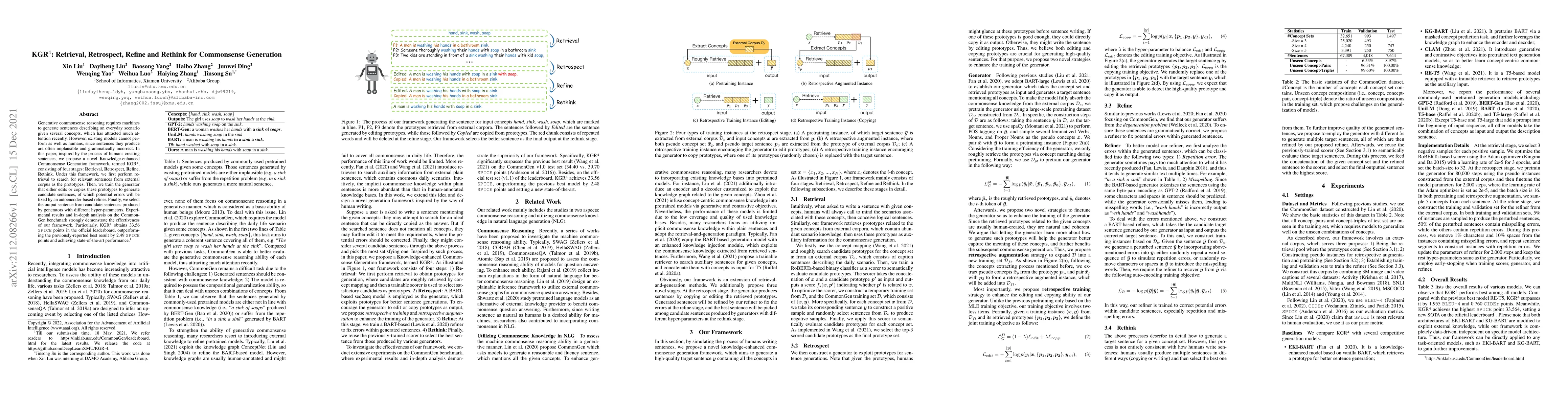 Thumbnail for KGR^4: Retrieval, Retrospect, Refine and Rethink for Commonsense
  Generation