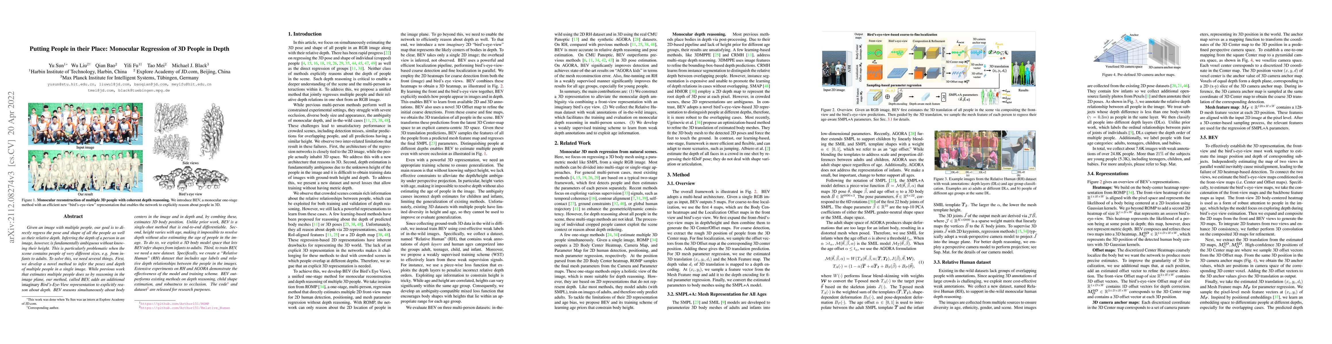 Thumbnail for Putting People in their Place: Monocular Regression of 3D People in
  Depth