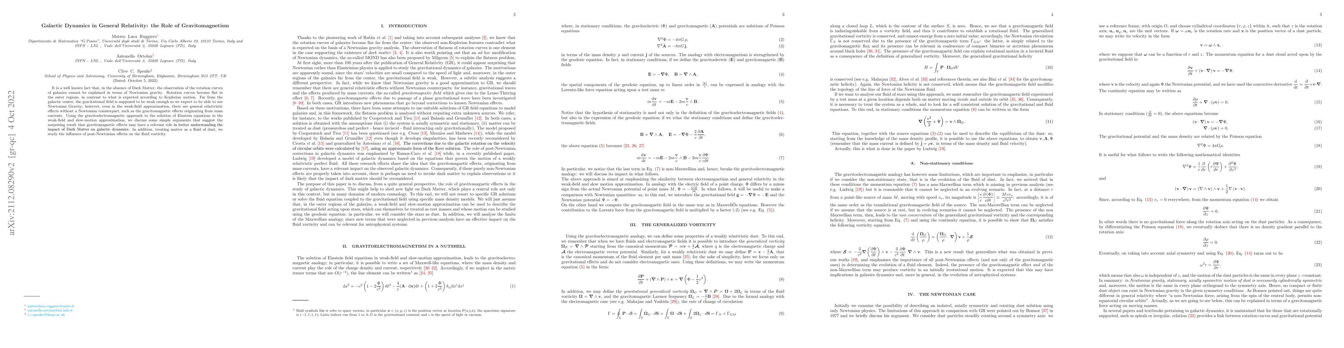 Thumbnail for Galactic Dynamics in General Relativity: the Role of Gravitomagnetism