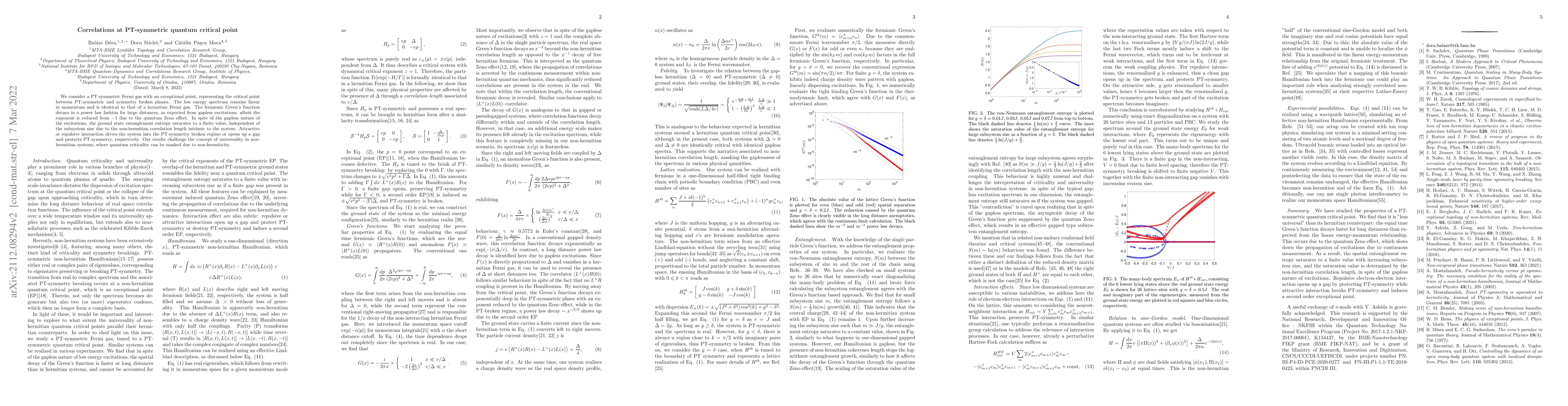 Thumbnail for Correlations at PT-symmetric quantum critical point