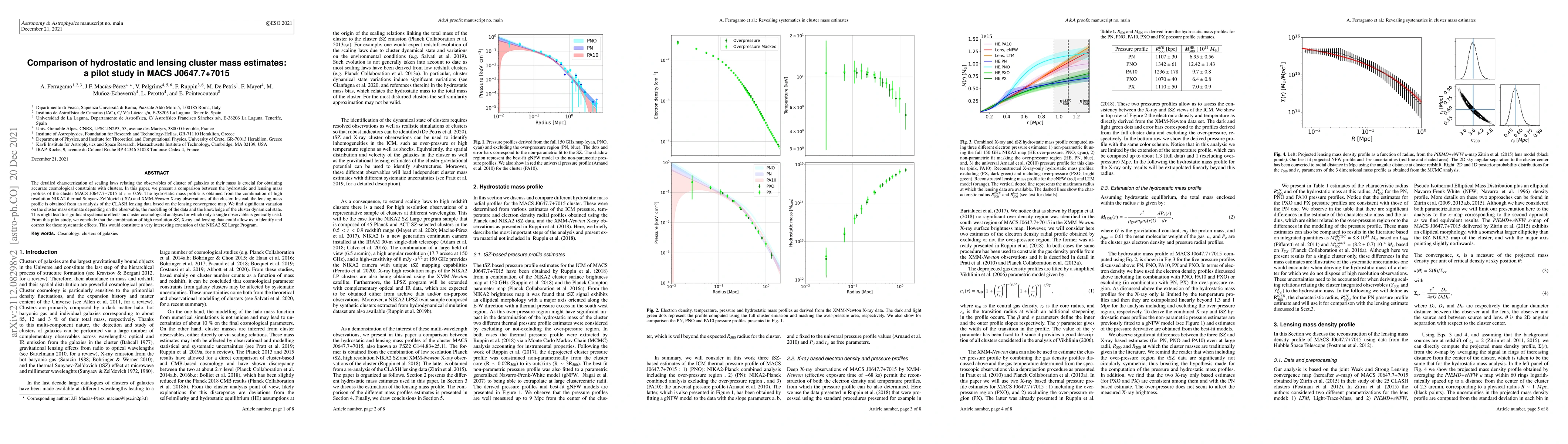 Thumbnail for Comparison of hydrostatic and lensing cluster mass estimates:a pilot
  study in MACS J0647.7+7015