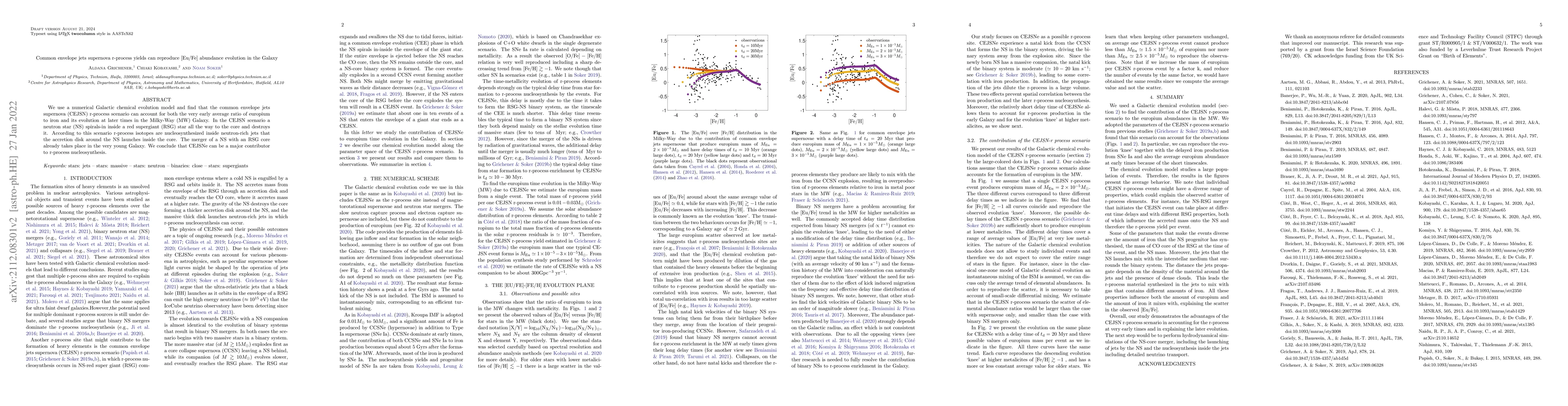 Thumbnail for Common envelope jets supernova r-process yields can reproduce $\rm
  [Eu/Fe]$ abundance evolution in the Galaxy