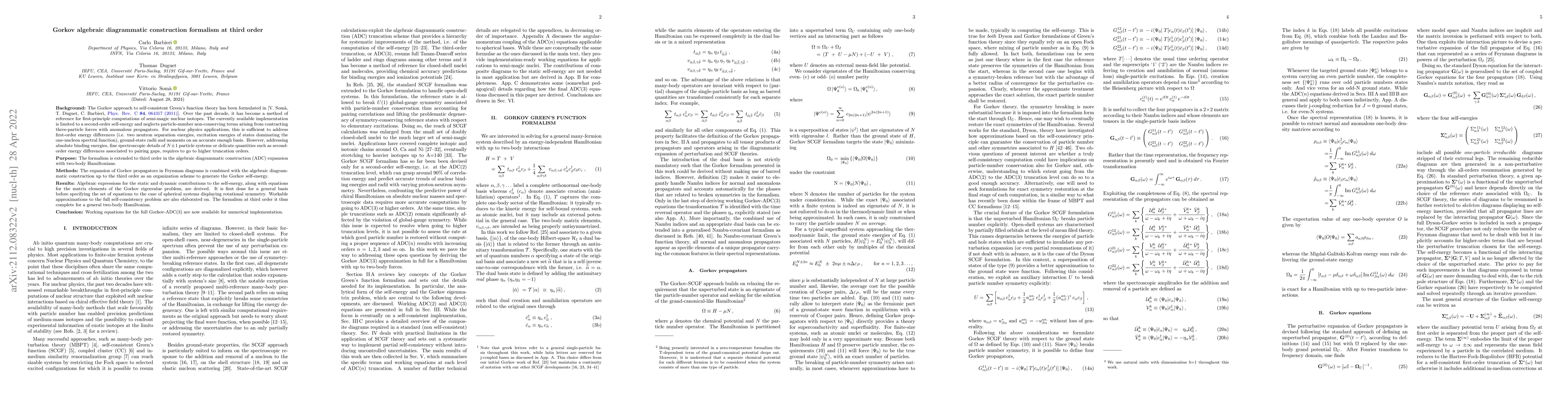 Thumbnail for Gorkov algebraic diagrammatic construction formalism at third order