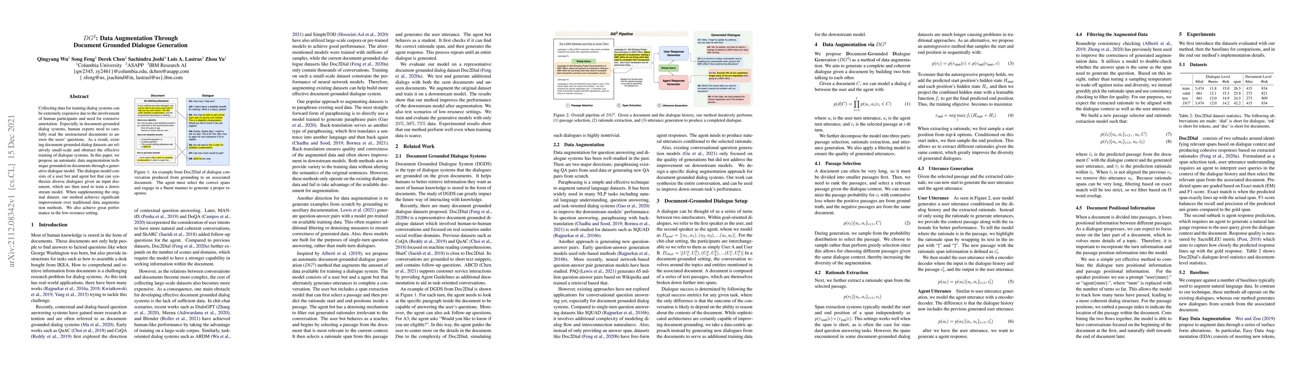 Thumbnail for DG2: Data Augmentation Through Document Grounded Dialogue Generation