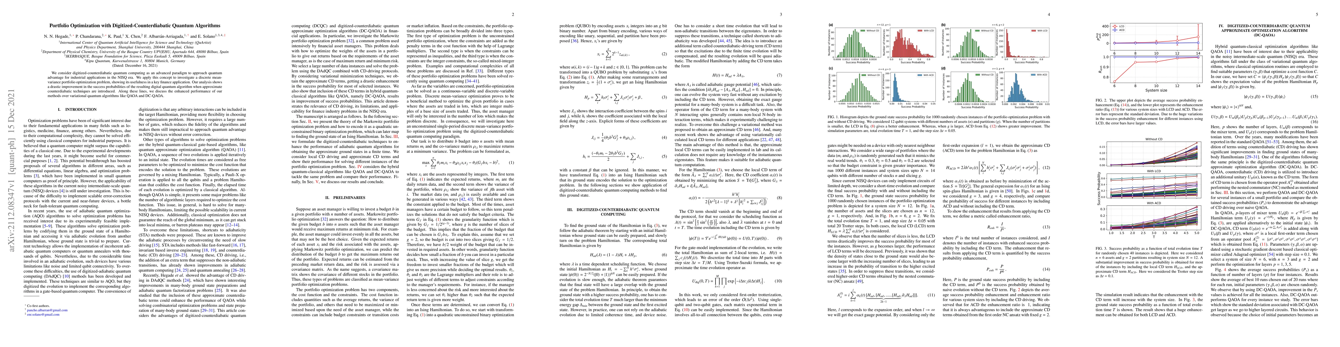 Thumbnail for Portfolio Optimization with Digitized-Counterdiabatic Quantum Algorithms