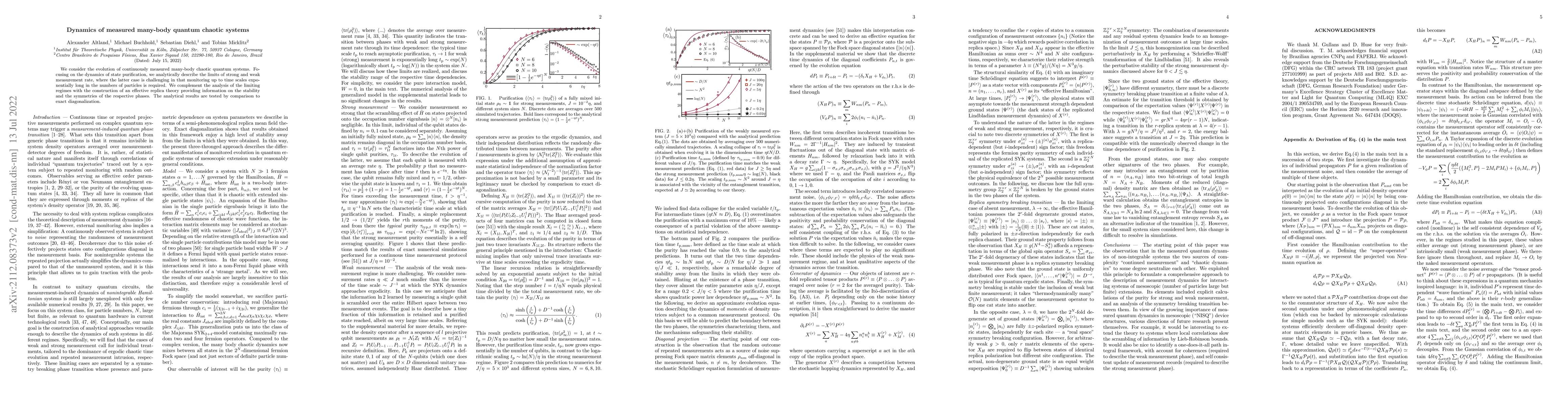 Thumbnail for Dynamics of measured many-body quantum chaotic systems