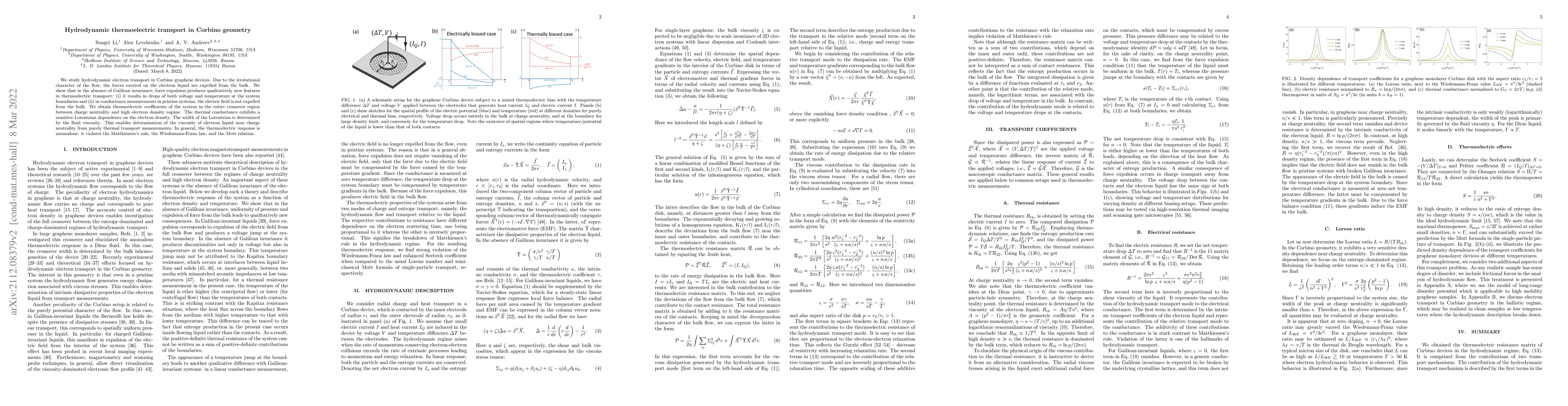 Thumbnail for Hydrodynamic thermoelectric transport in Corbino geometry