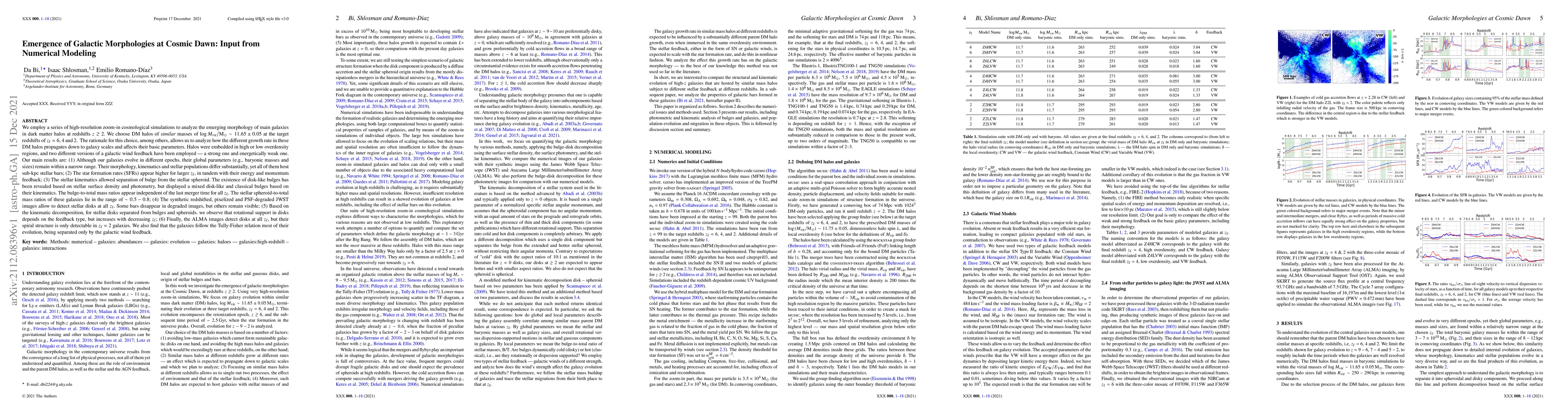 Thumbnail for Emergence of Galactic Morphologies at Cosmic Dawn: Input from Numerical
  Modeling
