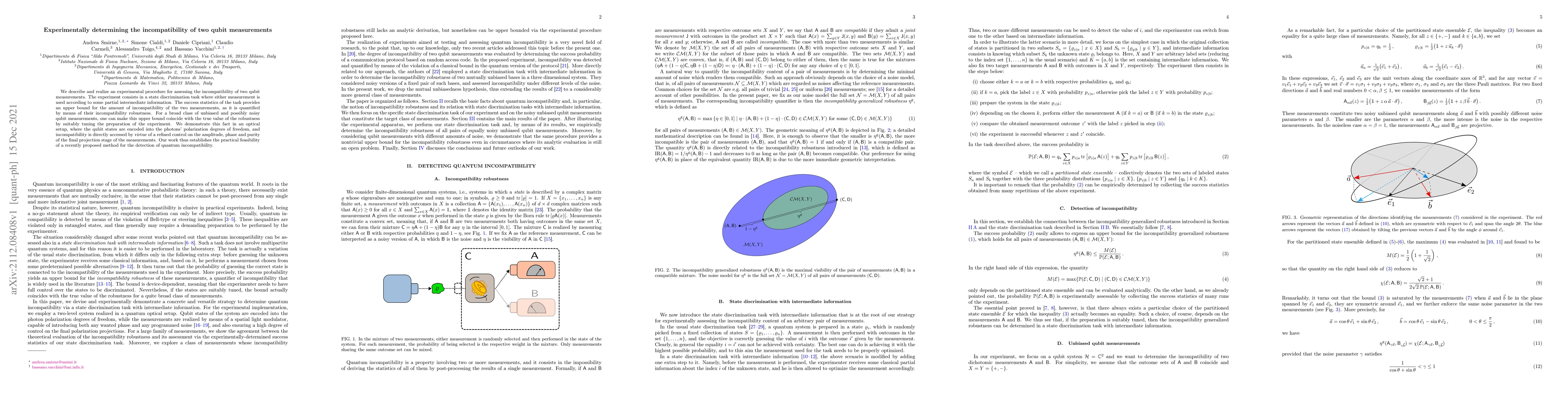Thumbnail for Experimentally determining the incompatibility of two qubit measurements