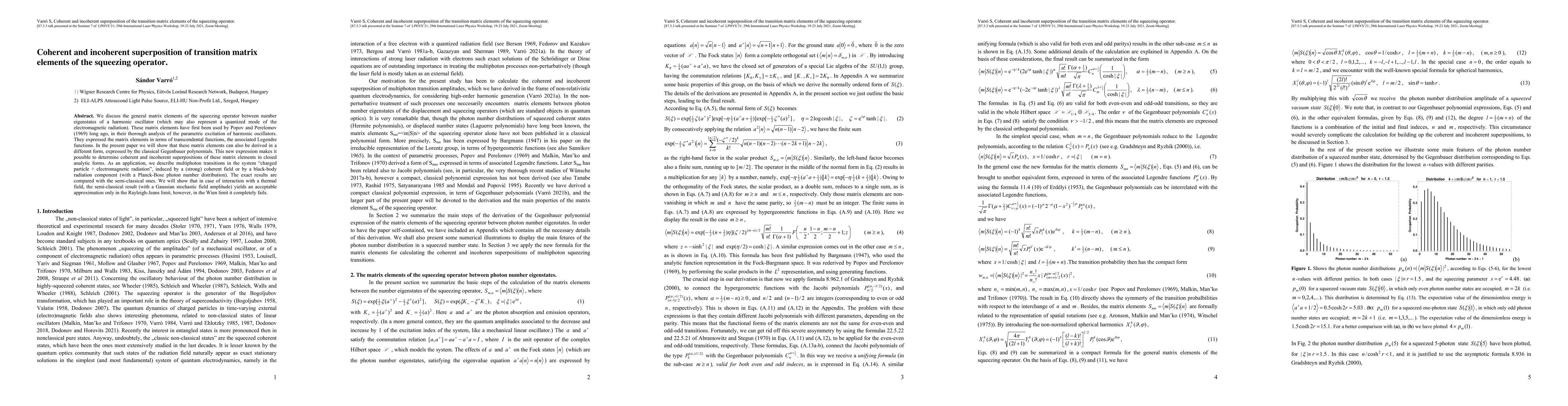Thumbnail for Coherent and incoherent superposition of transition matrix elements of
  the squeezing operator