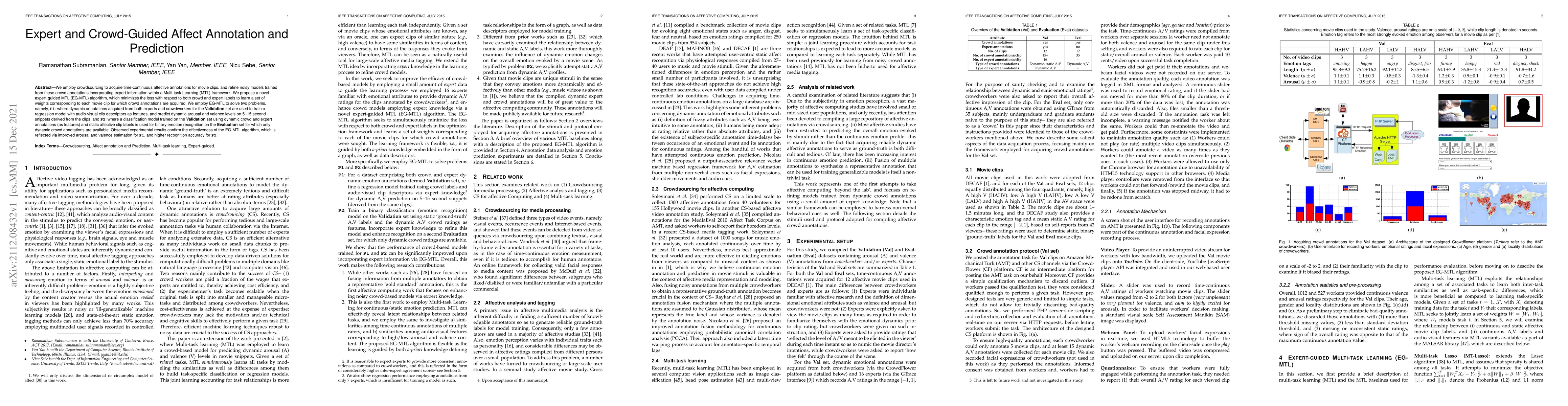 Thumbnail for Expert and Crowd-Guided Affect Annotation and Prediction