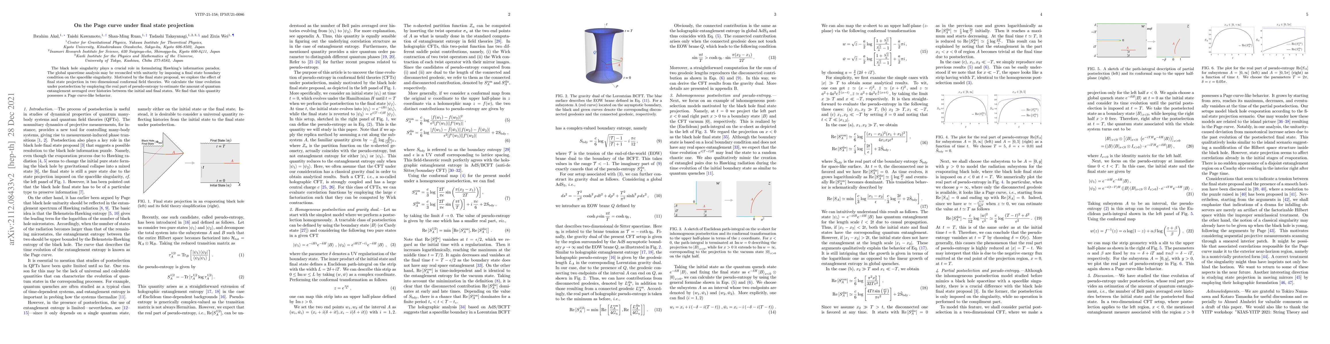Thumbnail for On the Page curve under final state projection