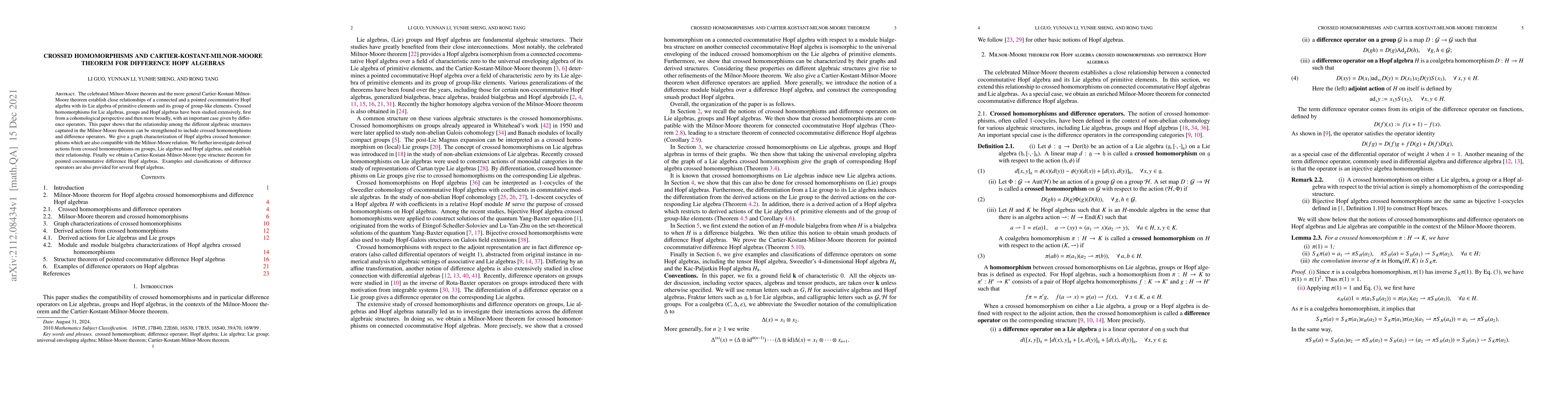 Thumbnail for Crossed homomorphisms and Cartier-Kostant-Milnor-Moore theorem for
  difference Hopf algebras