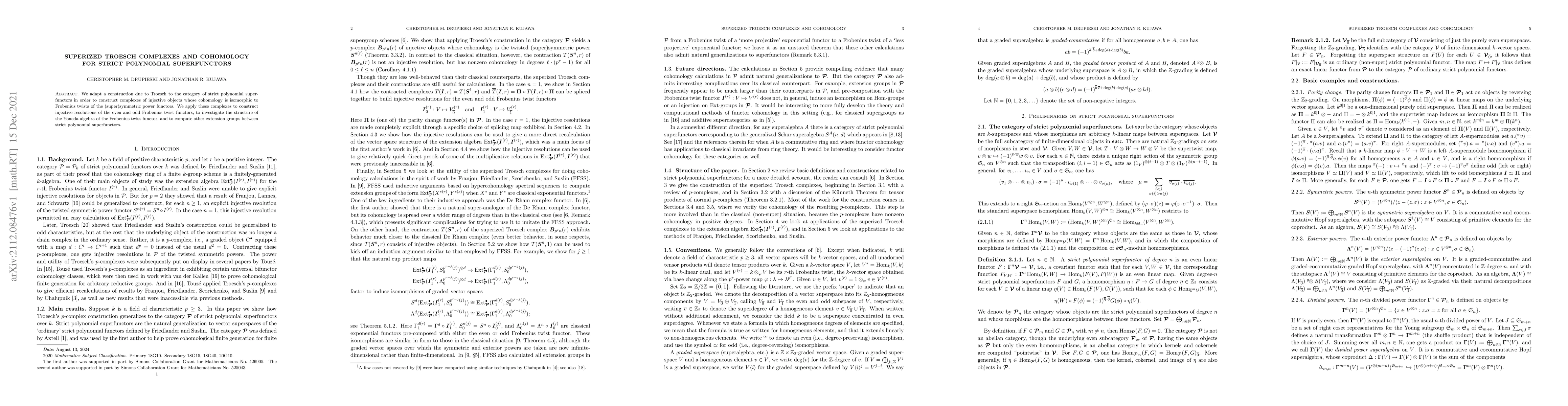 Thumbnail for Superized Troesch complexes and cohomology for strict polynomial
  superfunctors