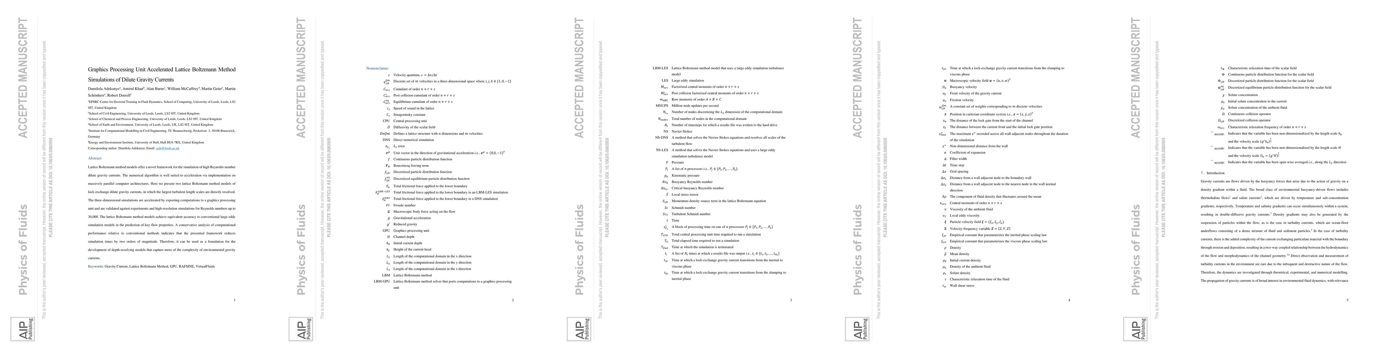 Thumbnail for Graphics processing unit accelerated lattice Boltzmann method
  simulations of dilute gravity currents